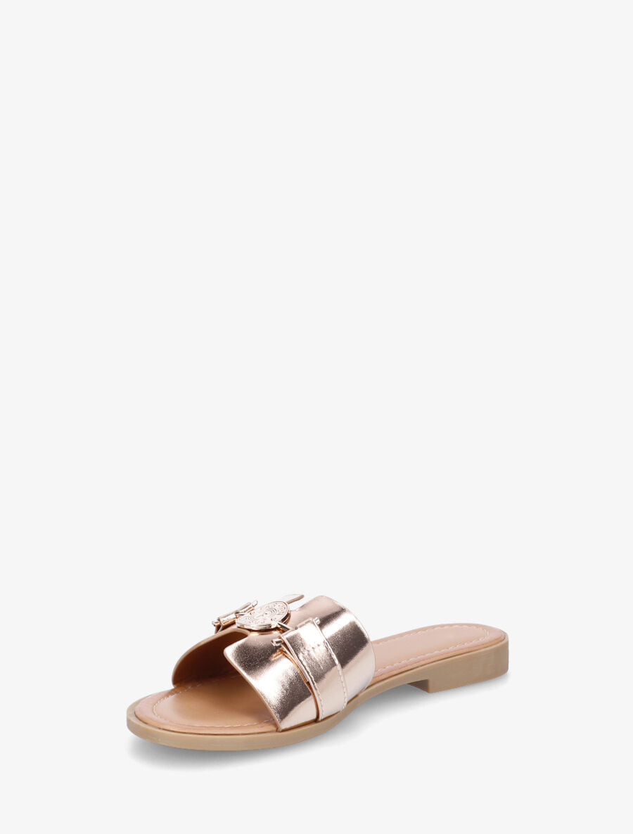 Claquettes en simili nacré à bijou style pièce - Rose gold - 3