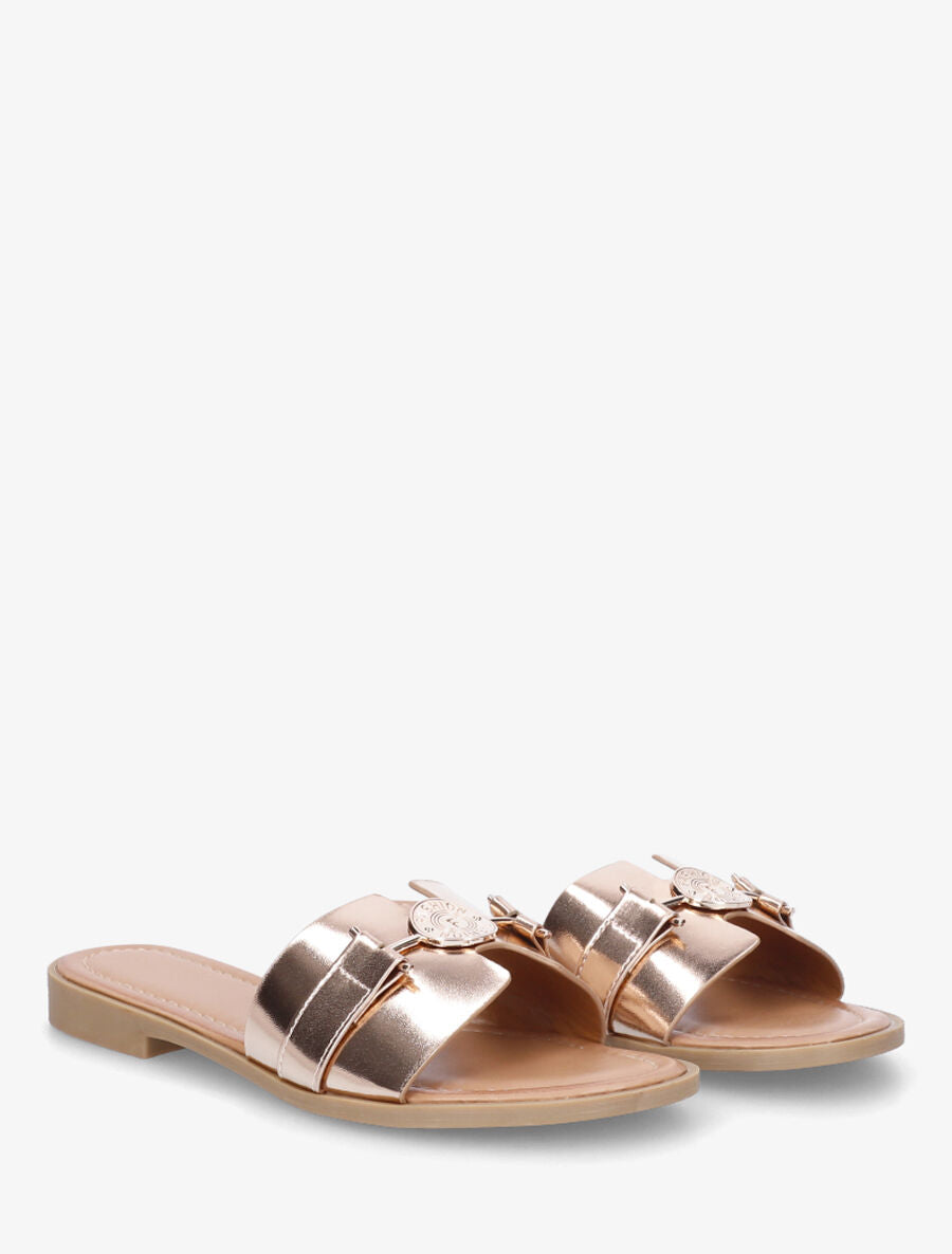 Claquettes en simili nacré à bijou style pièce - Rose gold - 4