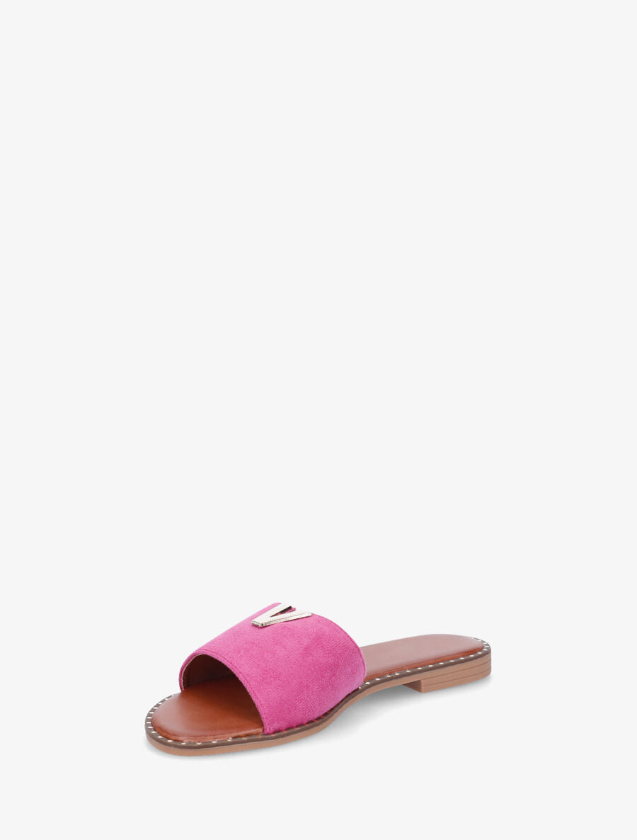 Claquettes en suédine à bijou - Fuchsia - 3