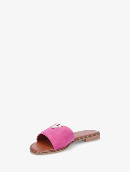 Claquettes en suédine à bijou - Fuchsia - 3
