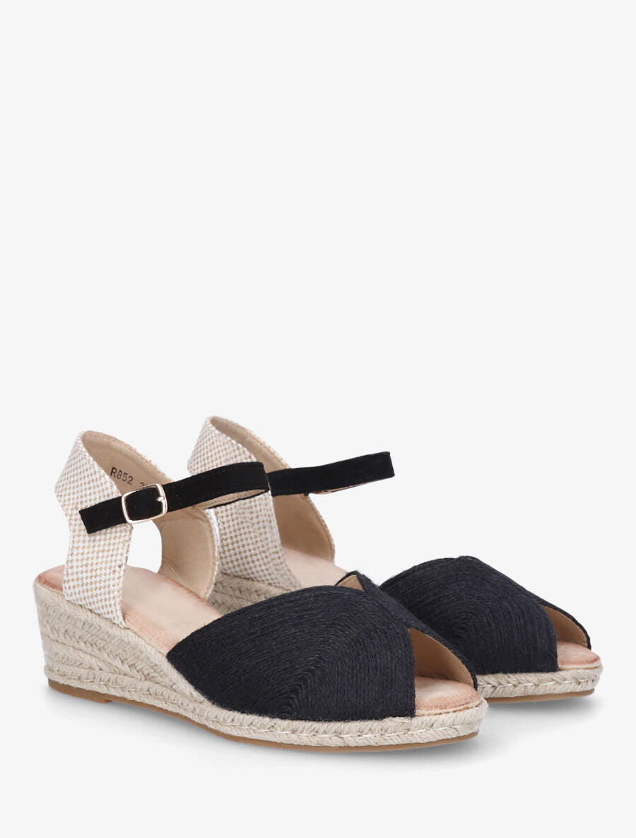 Sandales compensées style espadrille - Noir - 4