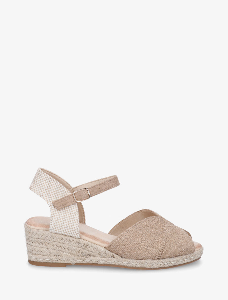 Sandales compensées style espadrille - Taupe - 5
