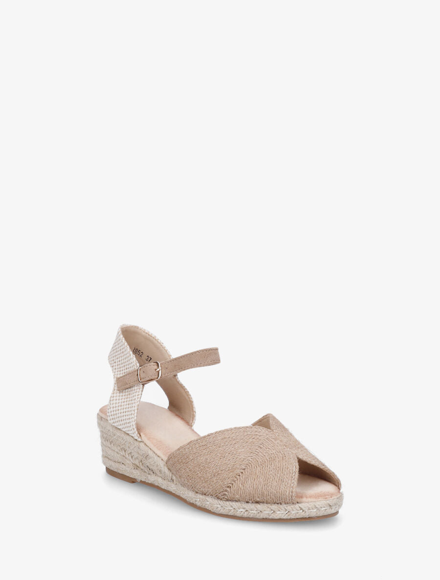 Sandales compensées style espadrille - Taupe - 2