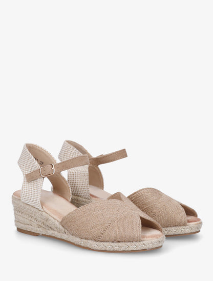 Sandales compensées style espadrille - Taupe - 4