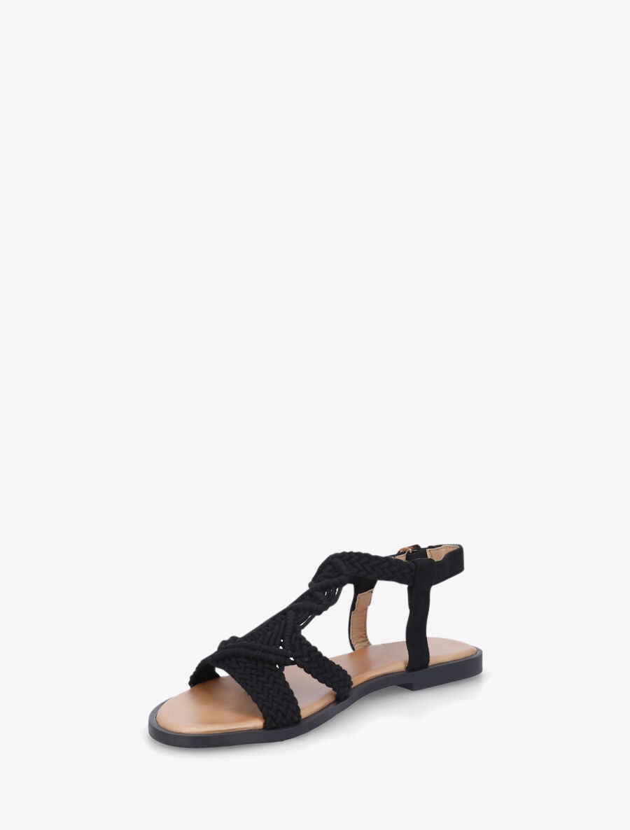 Nu-pieds effet macramé - Noir - 3