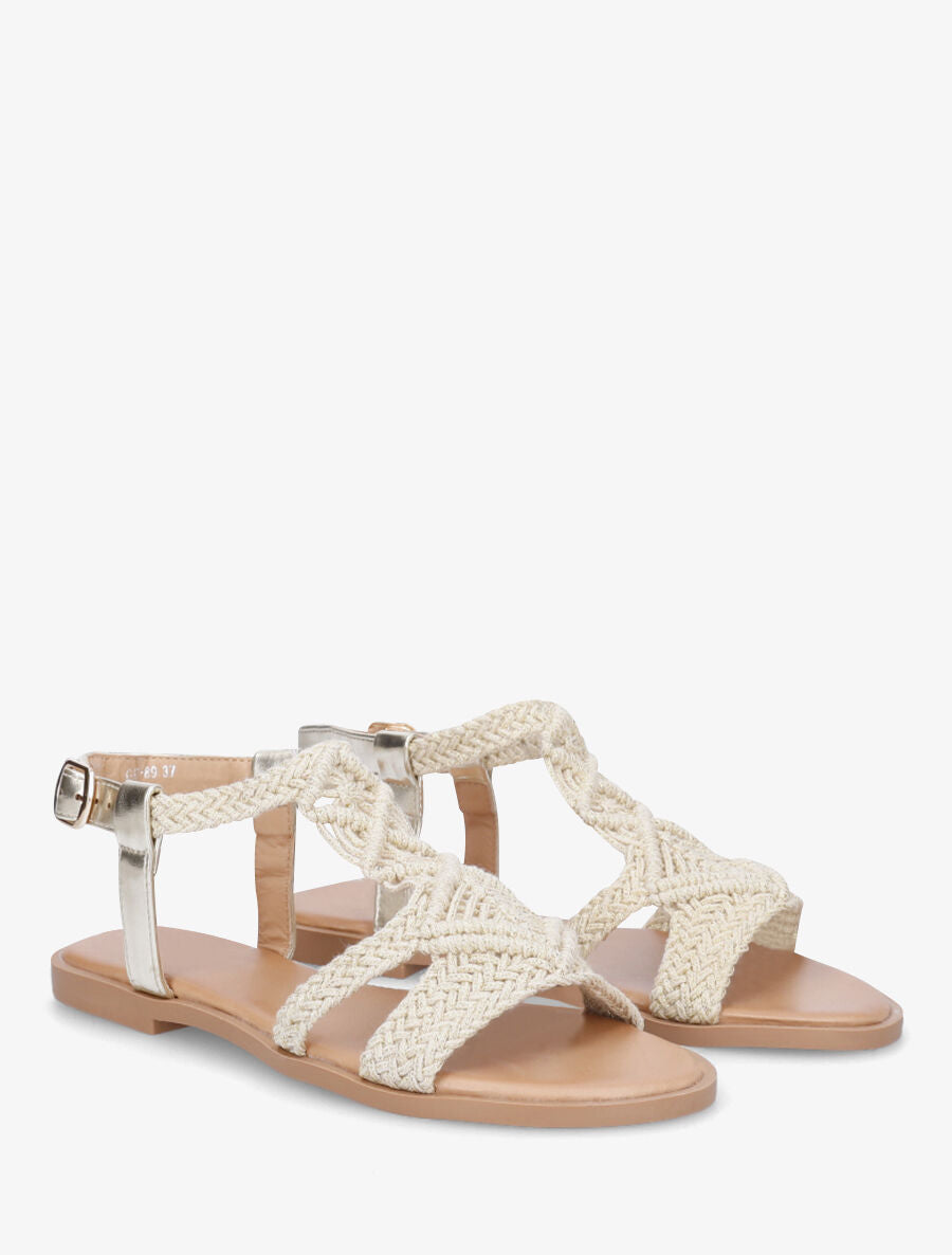 Nu-pieds effet macramé - Or - 4