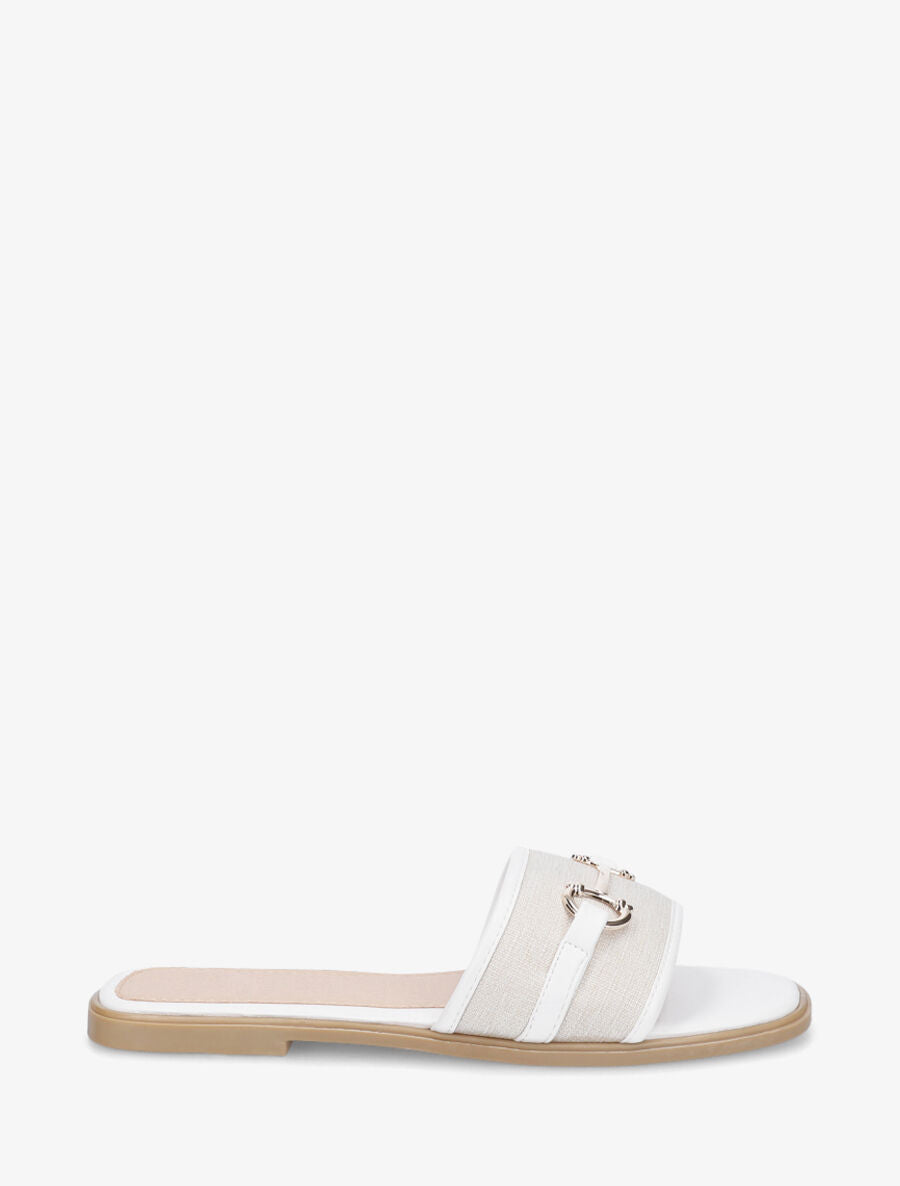 Mules plates bi-matière à boucle - Blanc - 5