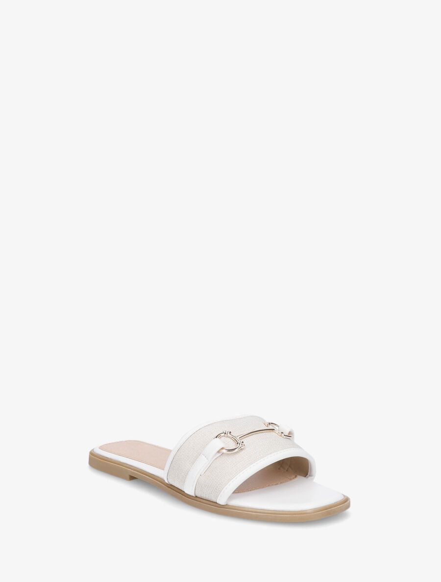 Mules plates bi-matière à boucle - Blanc - 2