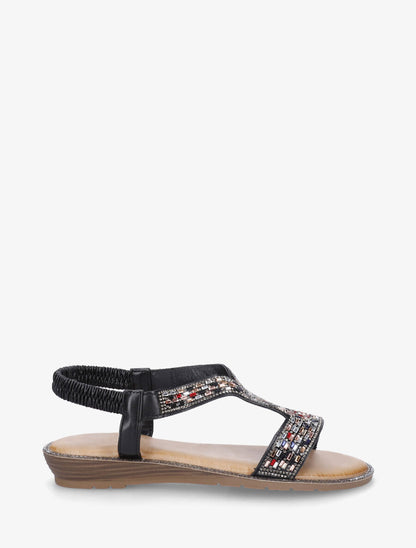 Nu-pieds élastiquées à strass - Noir - 5