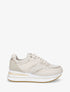 Sneakers compensées à empiècement en tissu - Beige - 1