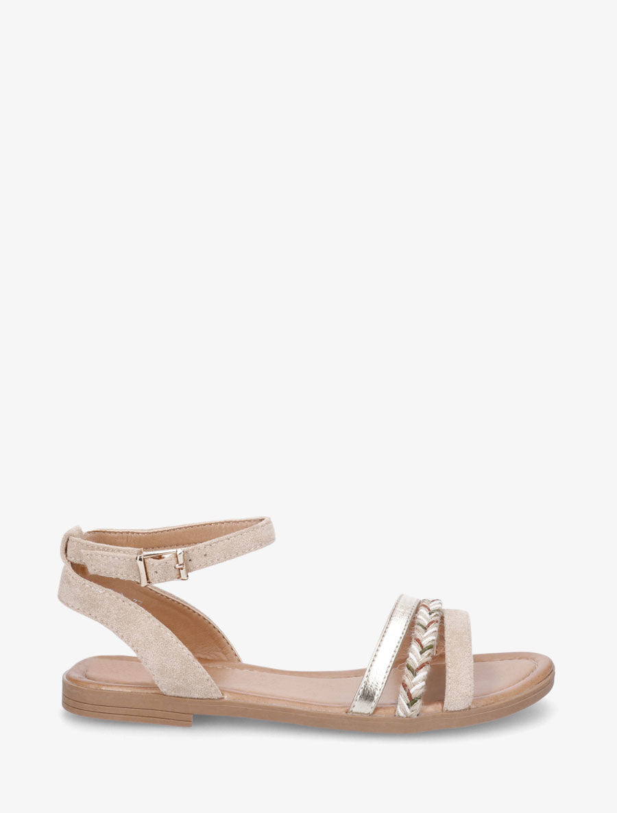 Nu-pieds à bride fantaisie tressée - Beige - 1