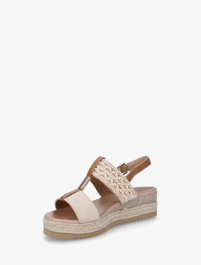 Sandales à brides en suédine et raphia - Beige - 3