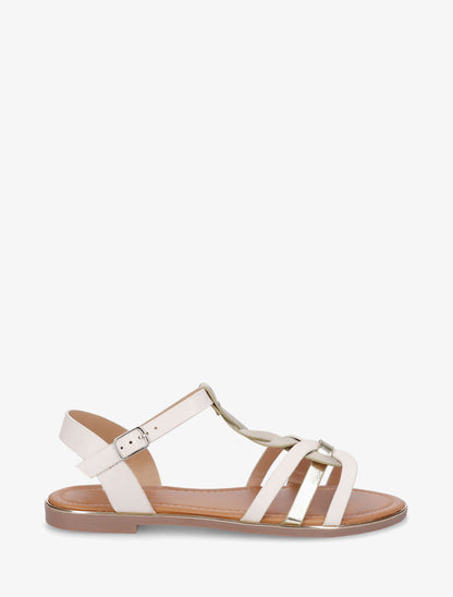 Nu-pieds irisés bride en T torsadée - Beige - 5