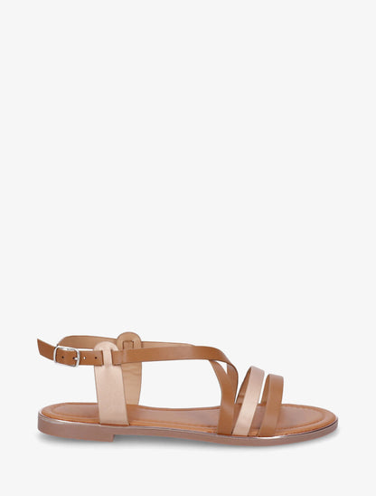Nu-pieds croisés irisés - Camel - 5