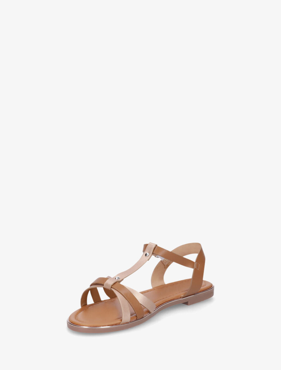 Nu-pieds irisés bride en T - Camel - 3