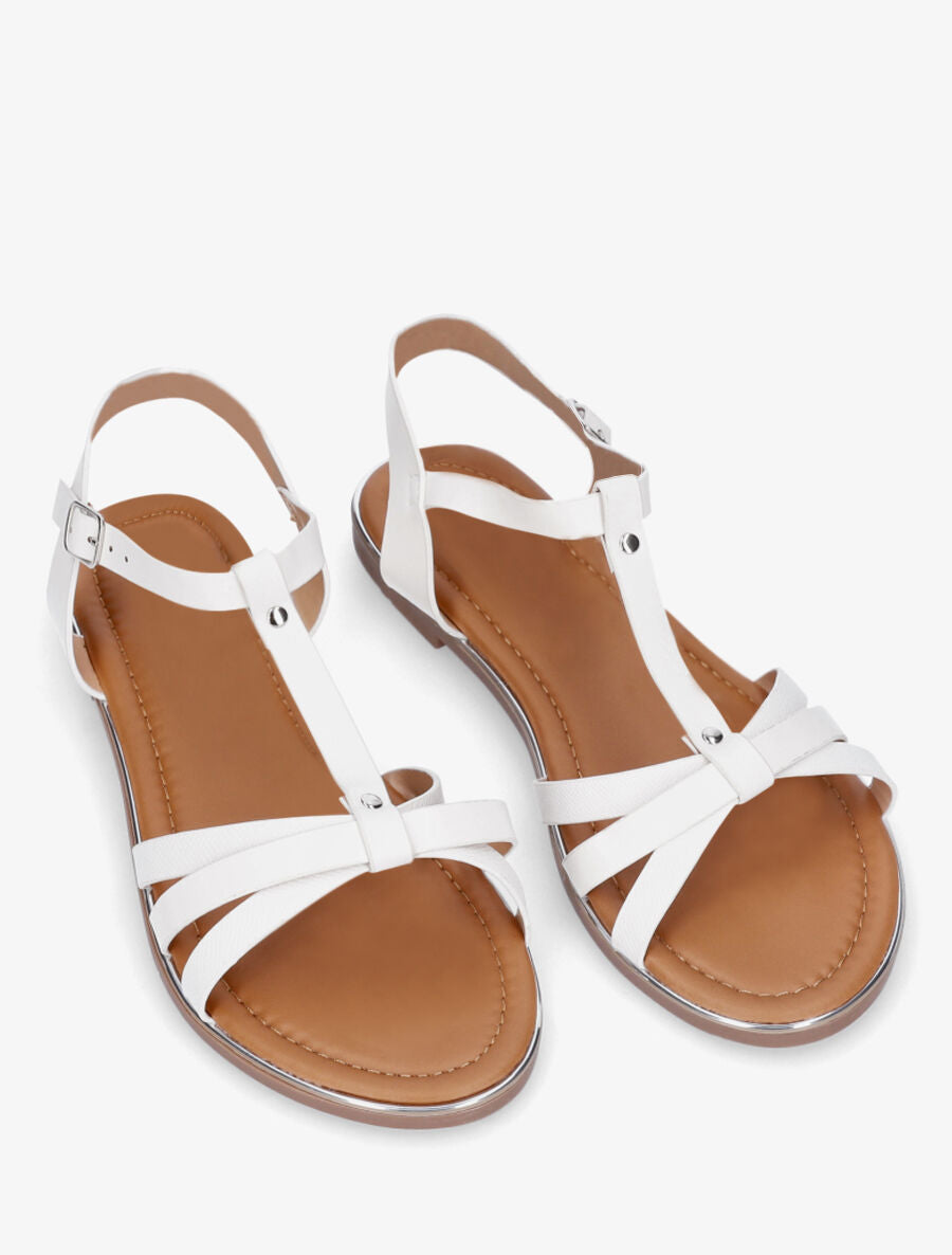 Nu-pieds irisés bride en T - Blanc - 4