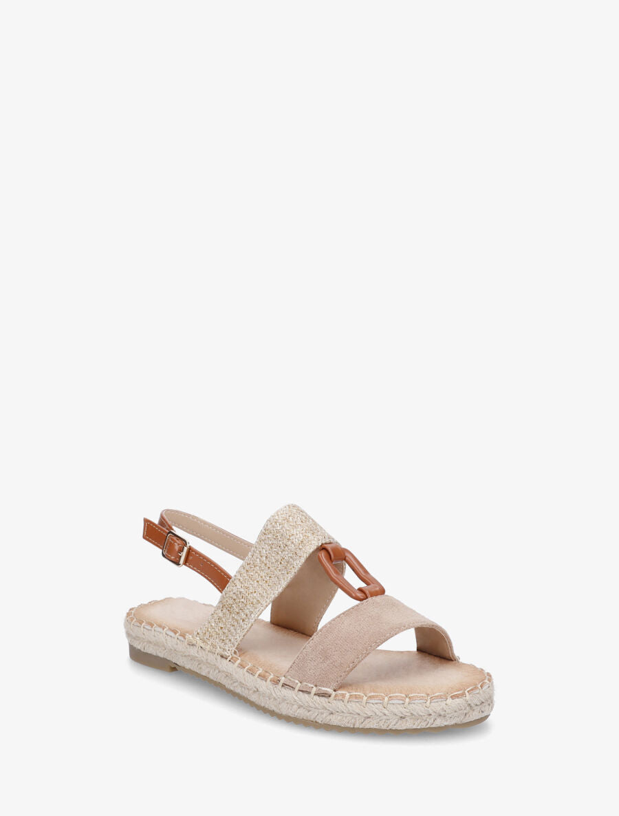 Nu-pieds bi-matière à boucle en simili - Taupe - 2