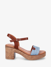 Sandales à talon effet bois - Bleu - 5