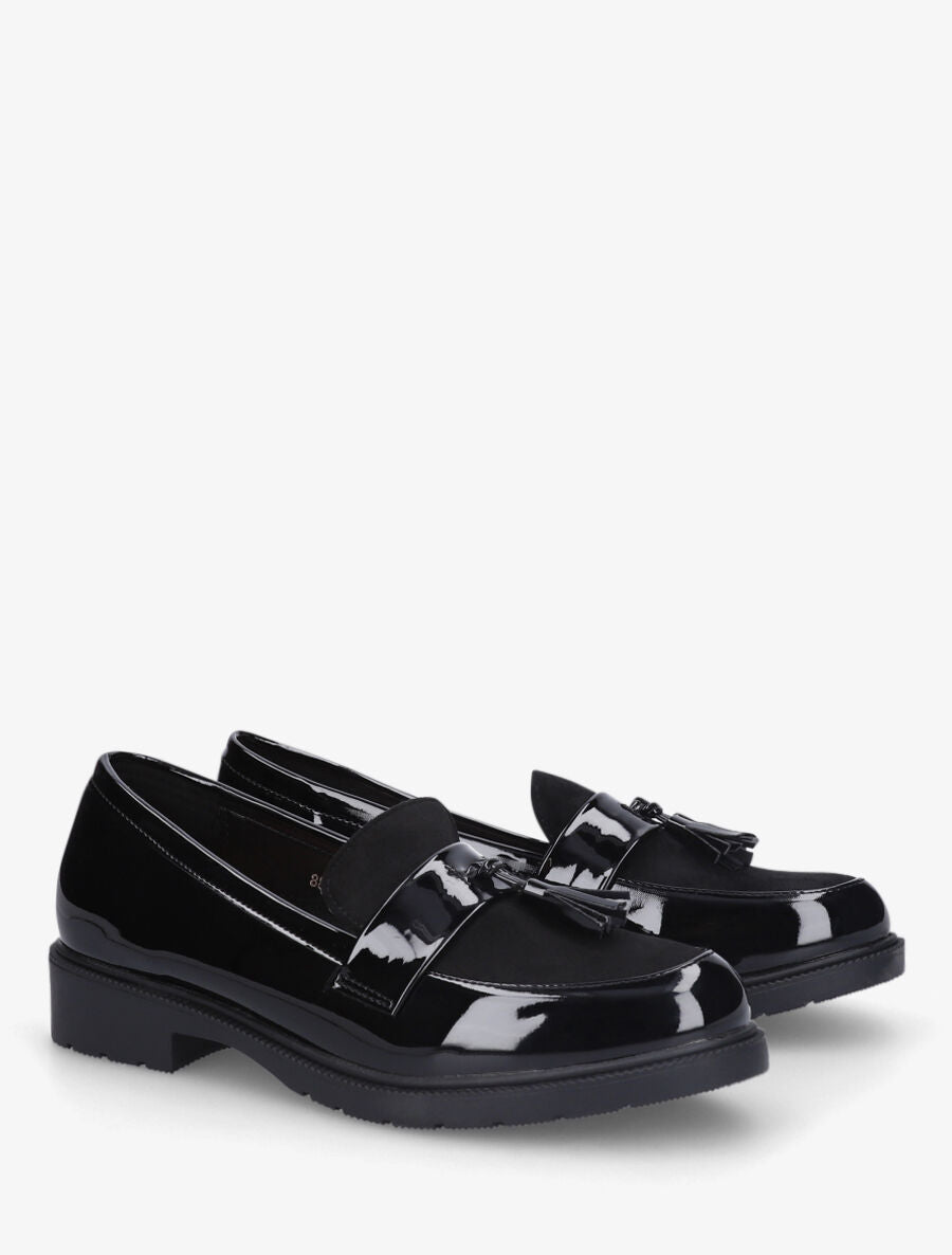 Mocassins bi-matière à pompon - Noir - 4
