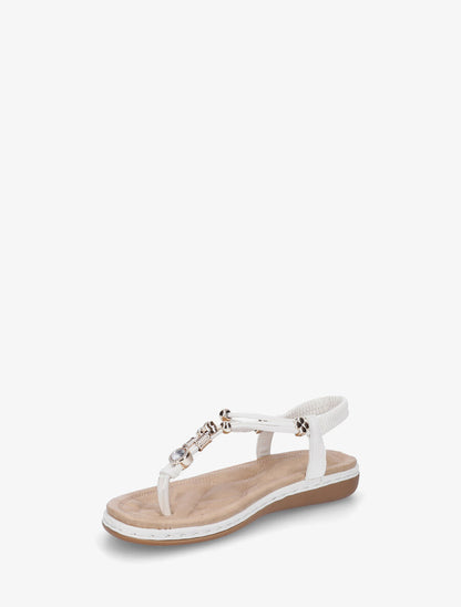 Nu-pieds à cheville élastiquée et bijoux - Blanc - 3