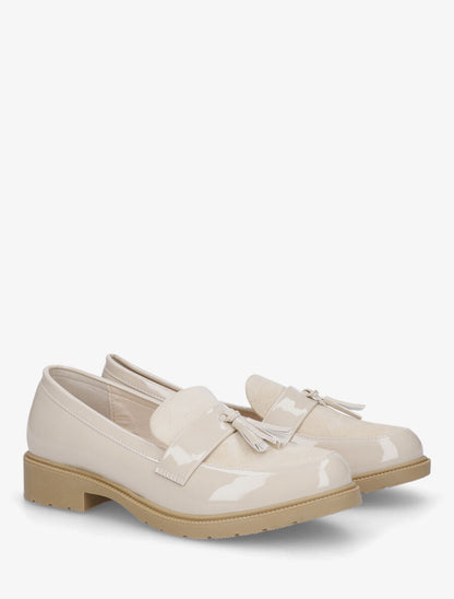 Mocassins bi-matière à pompon - Beige - 4