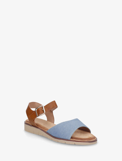 Nu-pieds basiques bi-matière - Bleu denim - 2