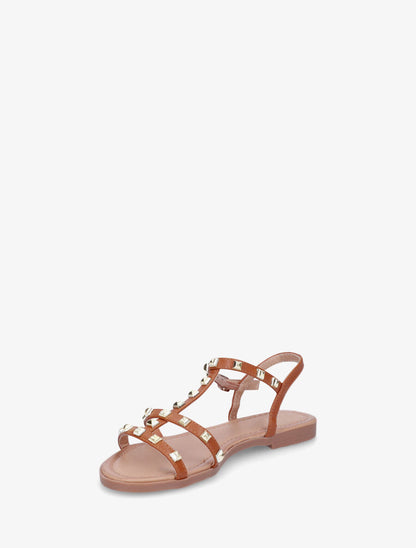 Nu-pieds plats cloutés - Camel - 3