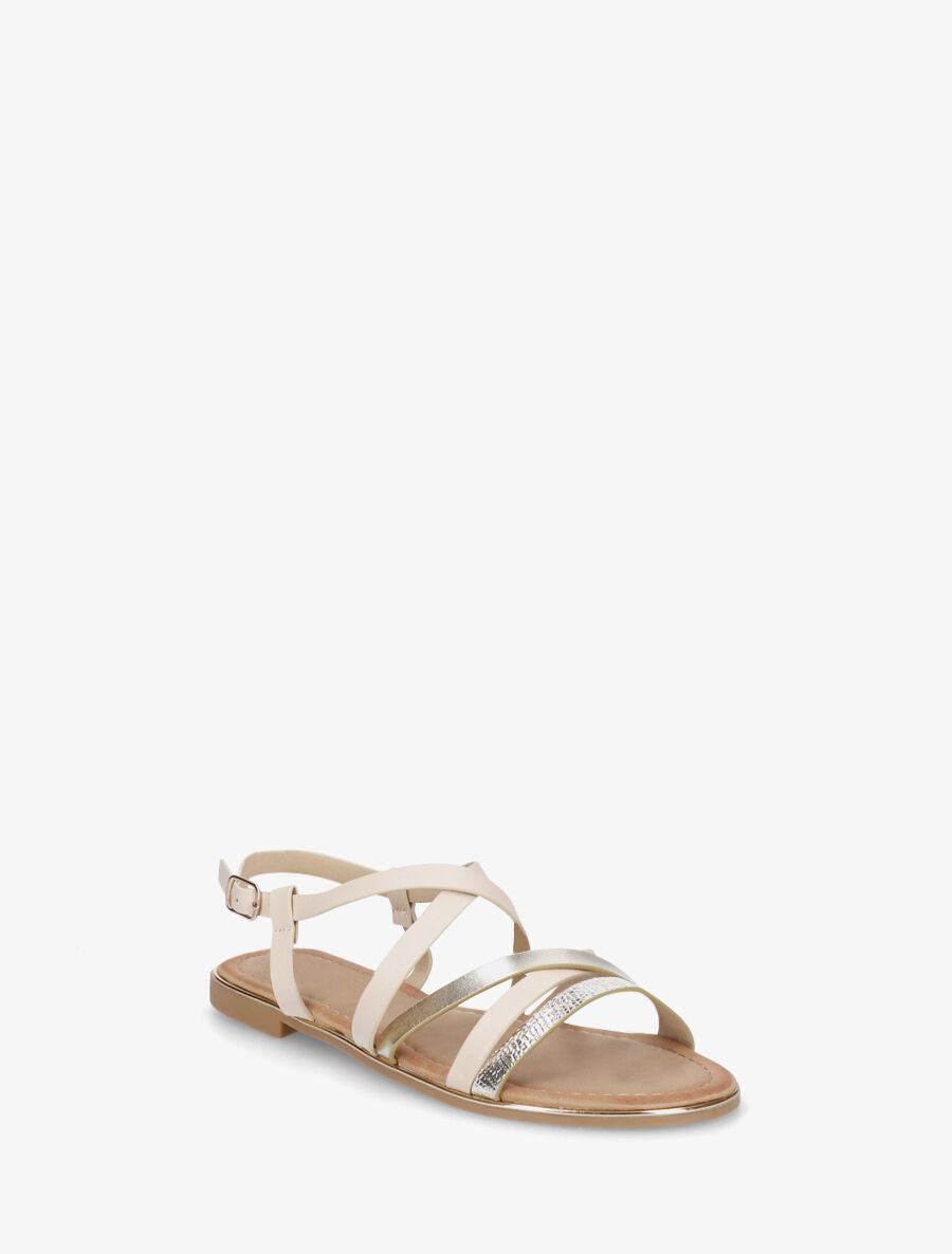 Nu-pieds à brides fantaisies croisées - Beige - 2