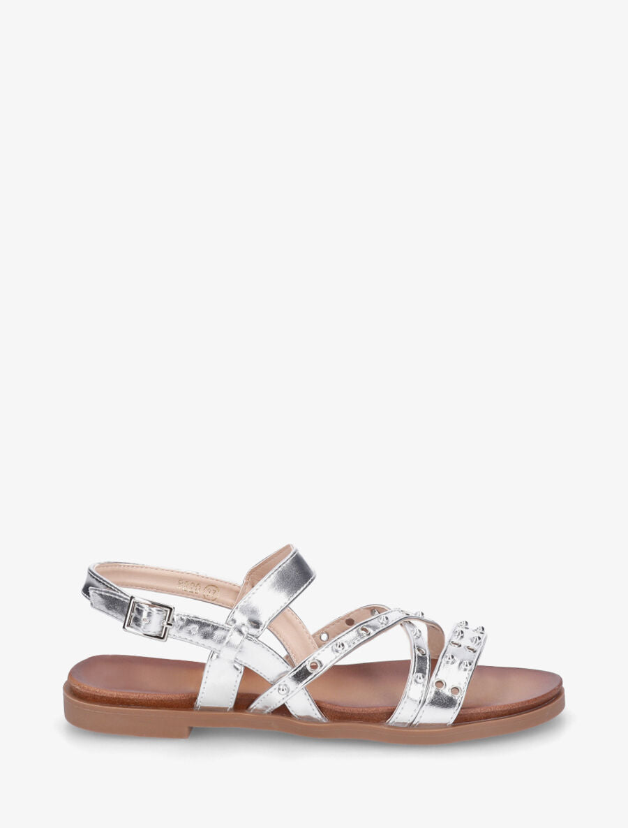 Nu-pieds cloutés en simili nacré - Argent - 5
