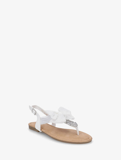 Nu-pieds à noeud et strass - Blanc - 2