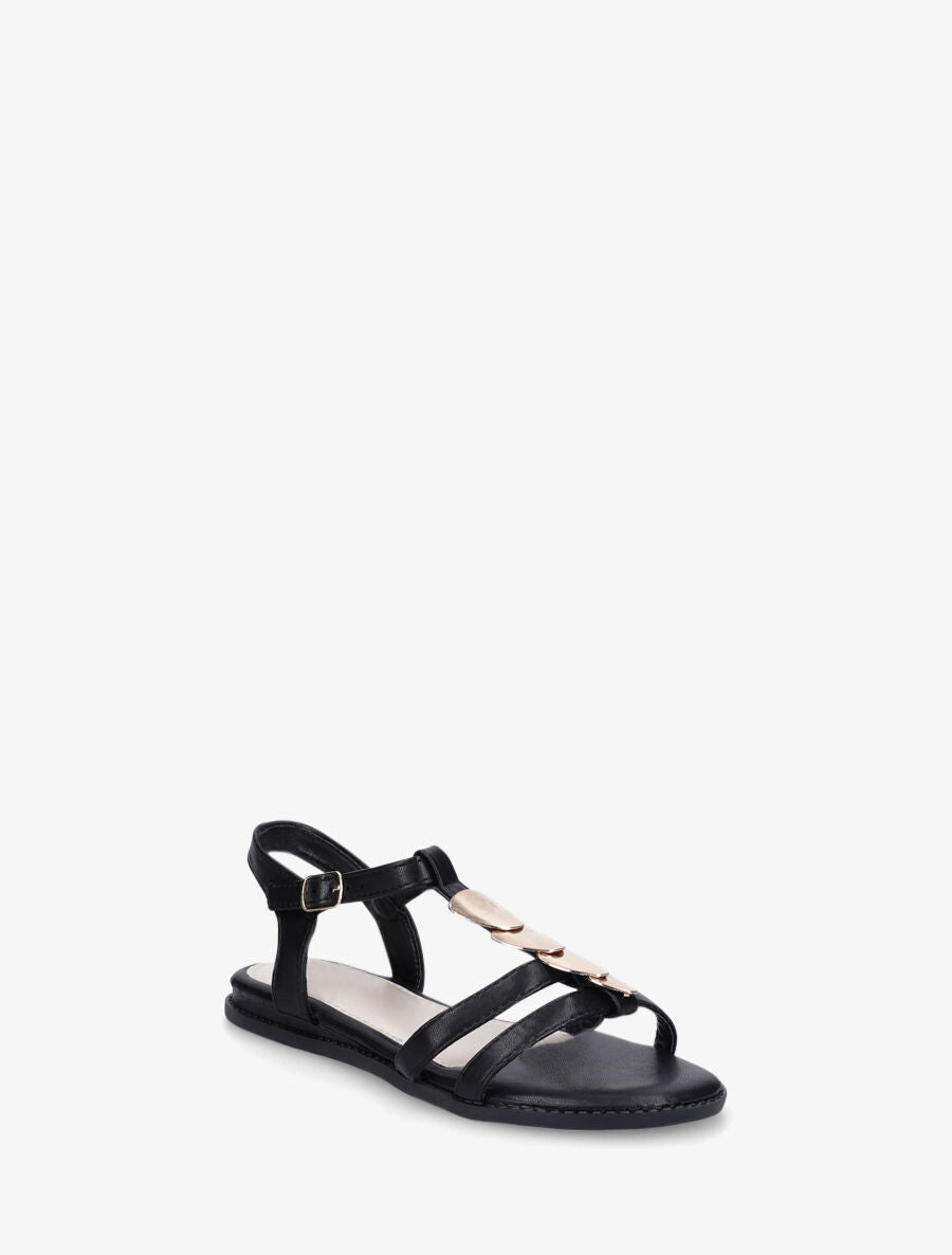 Nu-pieds en simili à bride bijoux - Noir - 2