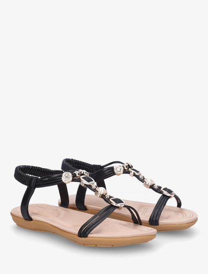 Nu-pieds à empiècement bijoux - Noir - 4