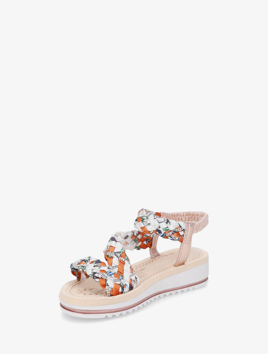 Nu-pieds à brides foulard tressé et strass - Rose gold - 3