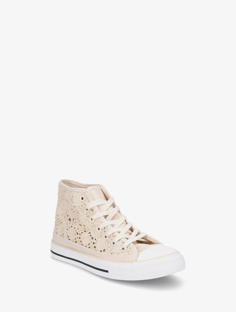 Tennis montantes en crochet - Beige - 2