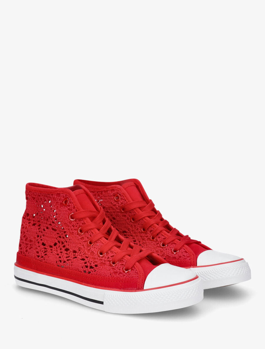 Tennis montantes en crochet - Rouge - 4