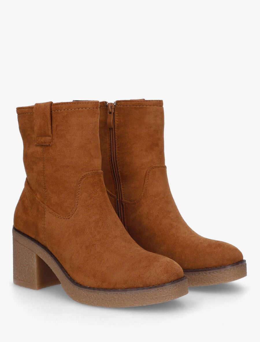 Bottines classiques en suédine - Camel - 4