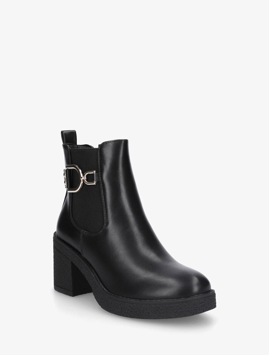 Bottines en simili à talon épais - Noir - 2