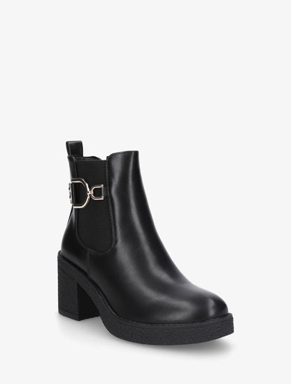 Bottines en simili à talon épais - Noir - 2