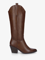 Bottes en simili style santiag - Marron - 5