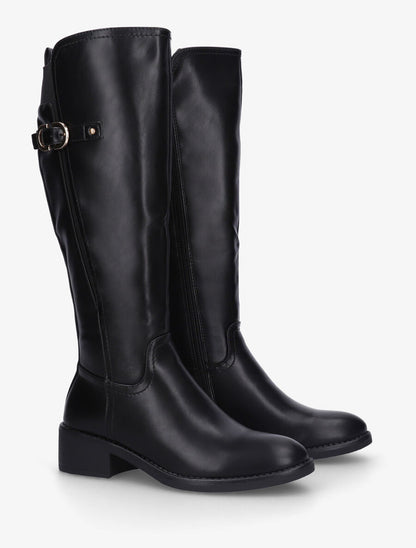 Bottes en simili à ceinturon - Noir - 4
