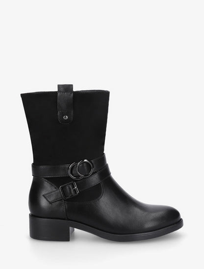 Bottines bimatière à ceinturon - Noir - 5