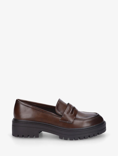 Mocassins en simili talon cranté - Marron - 1