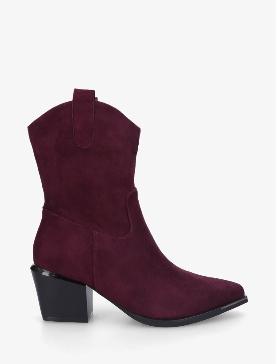 Bottines style santiags en suédine - Violine - 1
