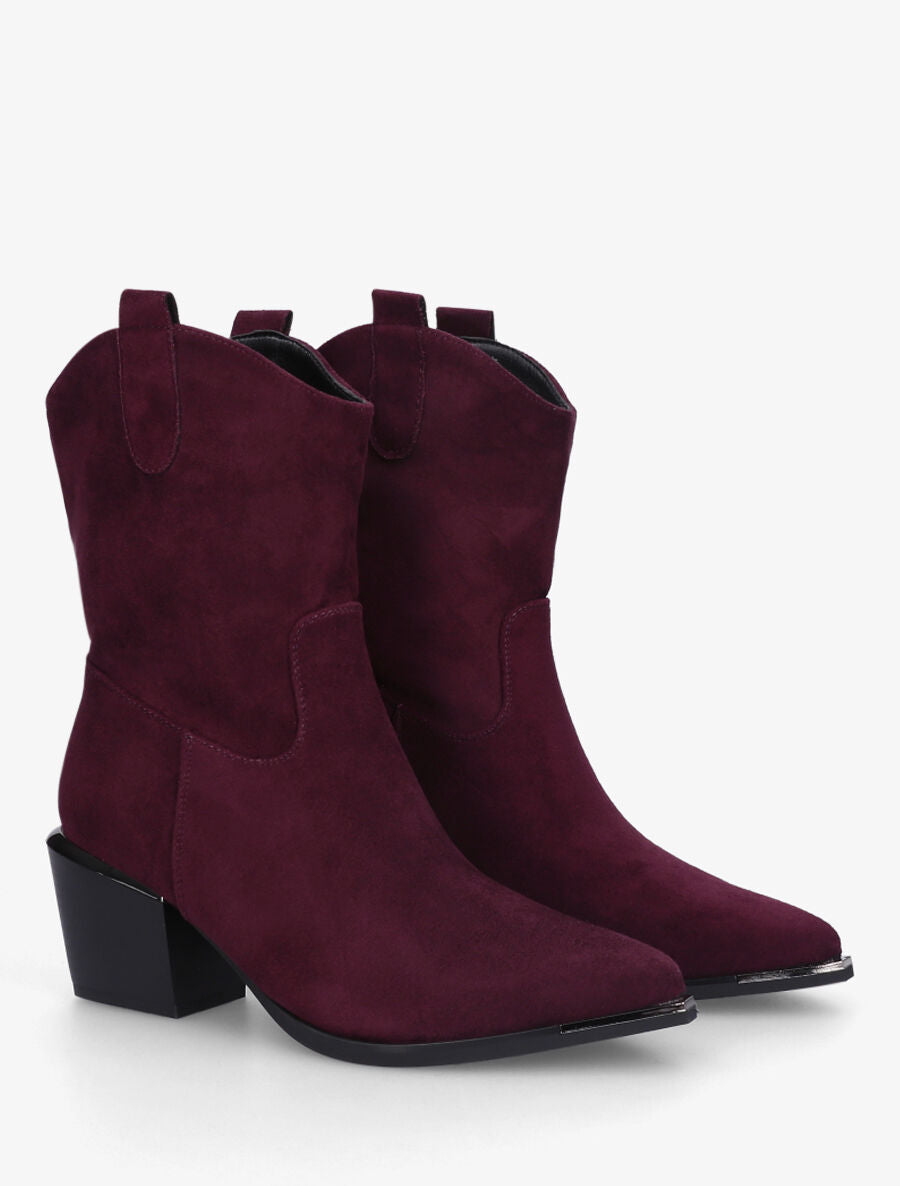 Bottines style santiags en suédine - Violine - 4