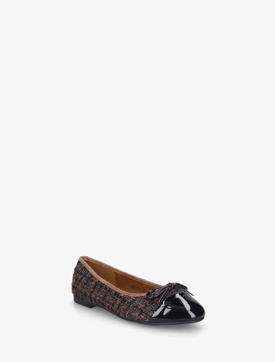 Ballerines effet tweed et nœud - Camel - 2
