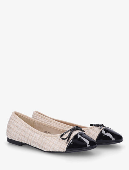 Ballerines effet tweed et nœud - Beige - 4