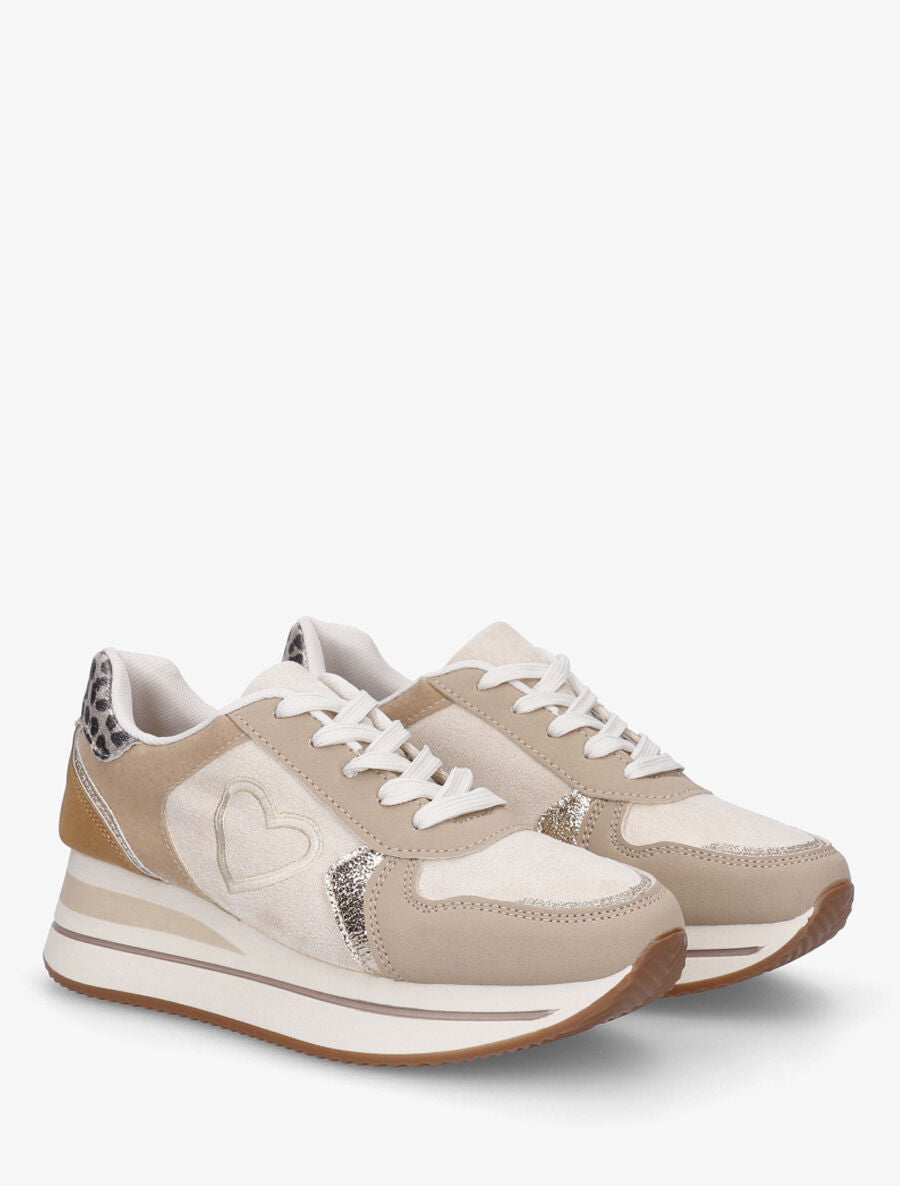 Baskets fantaisies à plateforme - Beige - 4