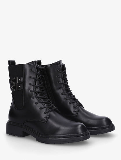Bottines élastiquées à lacets - Noir - 4
