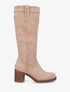 Bottes en suédine brodées - Taupe - 1