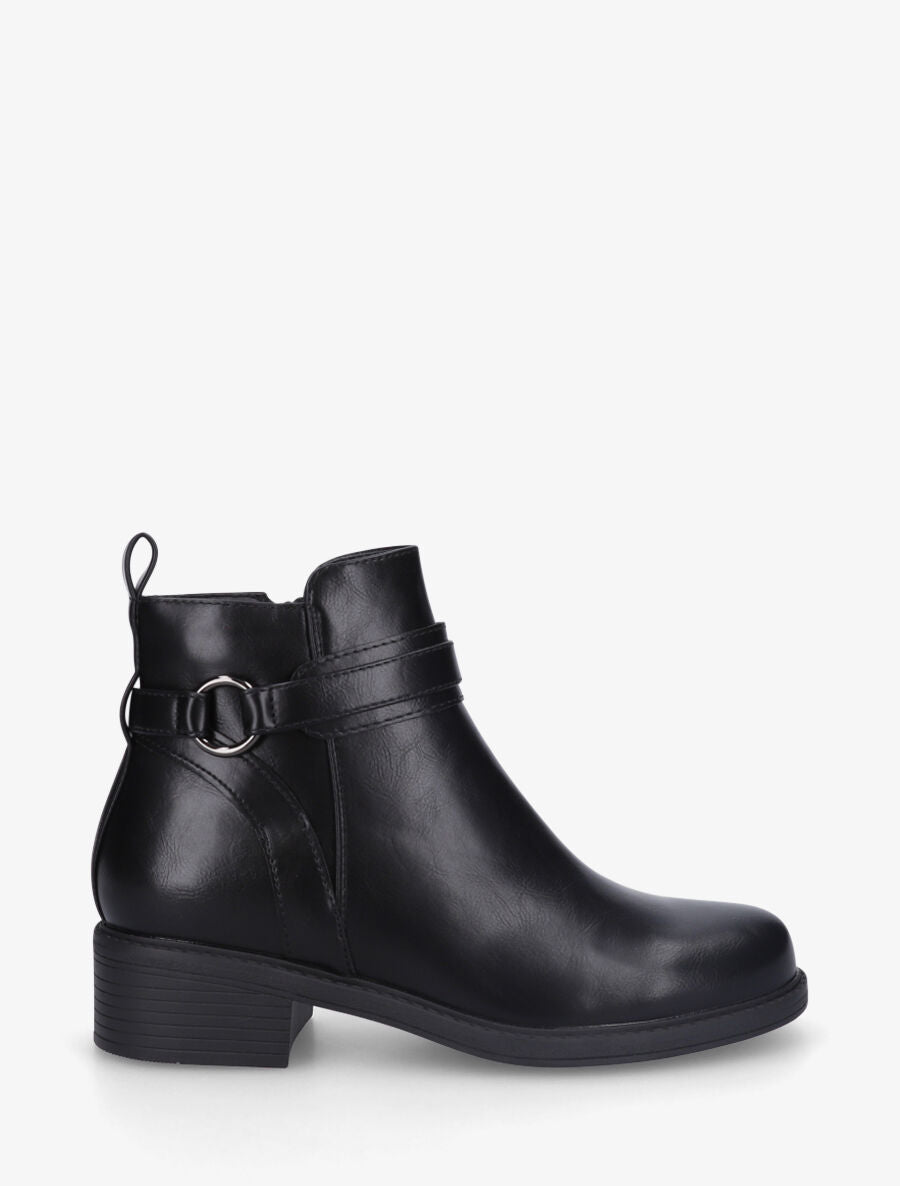 Bottines unies en simili - Noir - 5